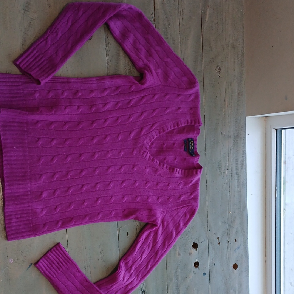 Ralph Lauren V-Neck Sweater in Vibrant Pink